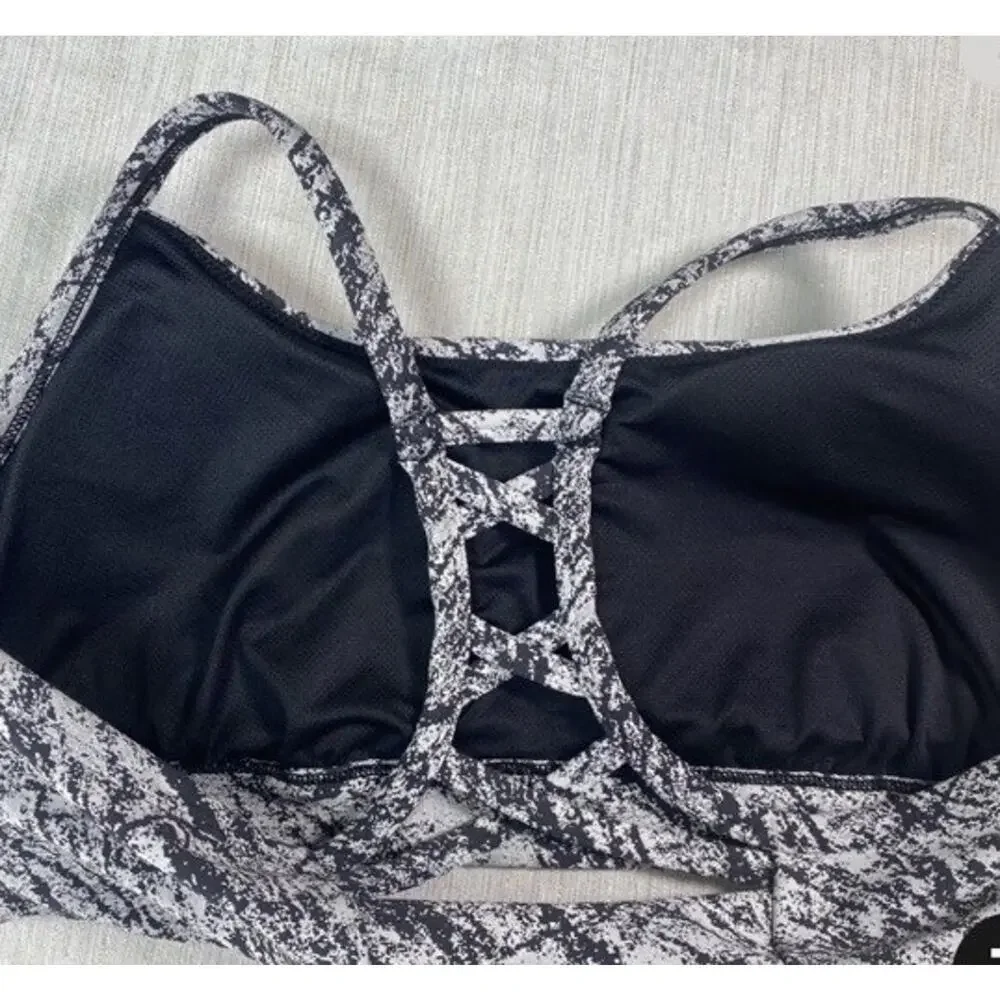 All in Motion Sports Bra Women’s Large Black Gray Marbled Medium Support